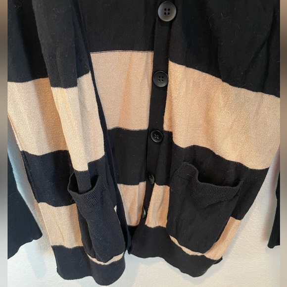 Nordstrom Halogen Small Black and Brown Striped Women’s Cardigan - Picture 4 of 7